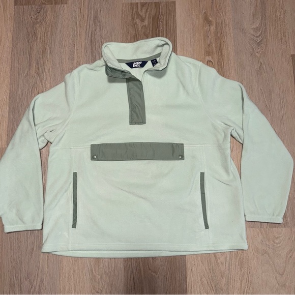 Lands’ End Green Fleece Long Sleeve Pullover - Size Large (14/16) - Picture 1 of 5